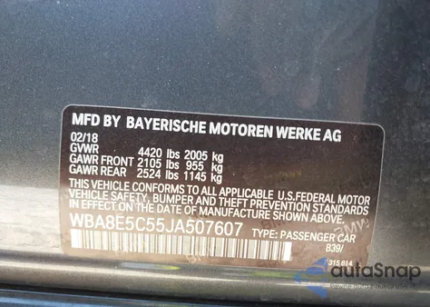 2018 BMW 328D from USA, damaged, VIN WBA8E5C55JA507607